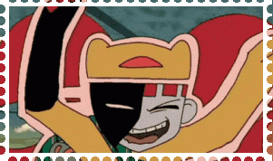 a postage stamp with a cartoon character with a crown on his head