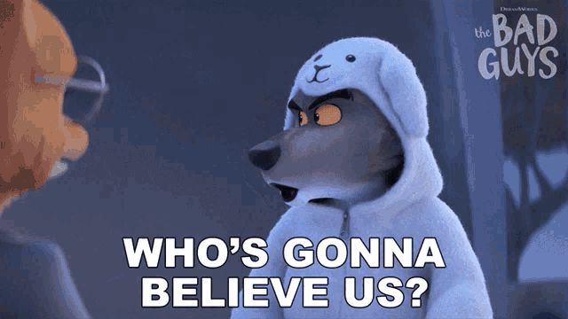 a poster for the bad guys shows a dog in a polar bear costume