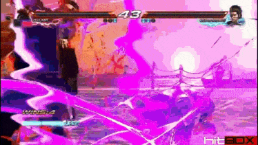 a video game is being played with a purple background and the number 43 is on the screen .