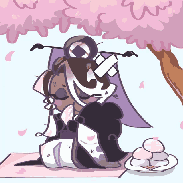 a drawing of a person sitting under a tree