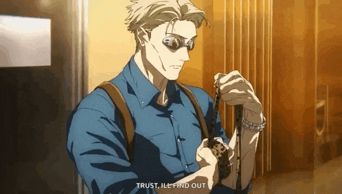 a man wearing sunglasses and suspenders is holding a camera and a watch .