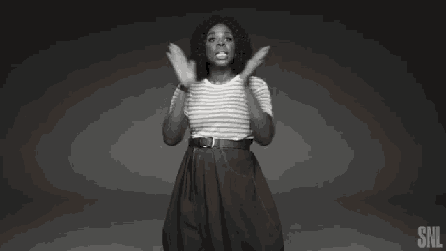 a black and white photo of a woman with the words let 's talk pockets above her