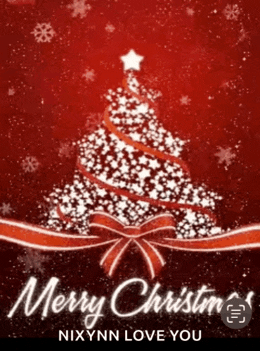 a merry christmas card with a christmas tree