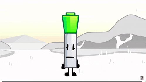 a cartoon drawing of a marker with a green cap and a face