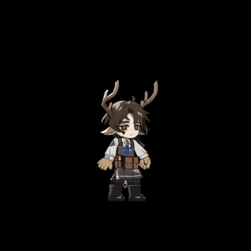 a cartoon character with antlers is standing in front of a black background .