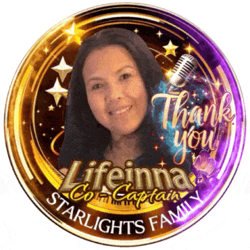 a picture of a woman with the words thank you lifeinna co-captain starlights family on it