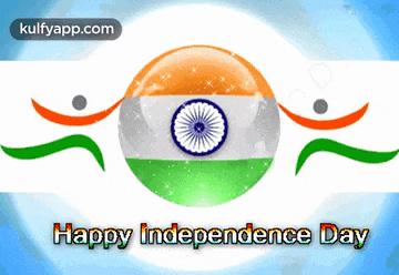 a happy independence day greeting with a flag in the center