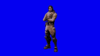 a man is standing with his arms crossed on a blue background .