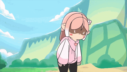 a cartoon drawing of a person with a pink explosion coming out of their mouth