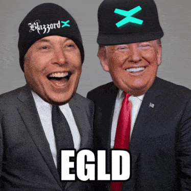 a man wearing a beanie with the word hazzard on it next to donald trump