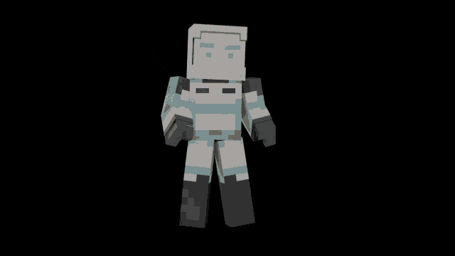 a minecraft character in a space suit waving at the camera