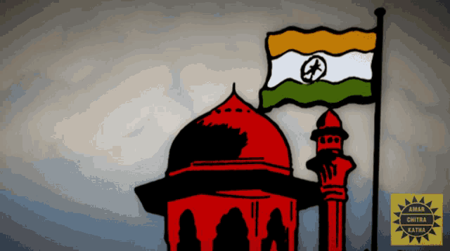 Indian Flag Amar Chitra Katha GIF - Indian Flag Amar Chitra Katha Waving Flag GIFs