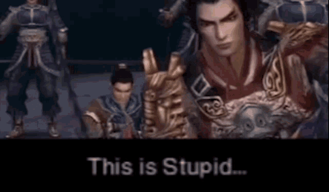 a video game character is giving a peace sign while standing next to a group of people .