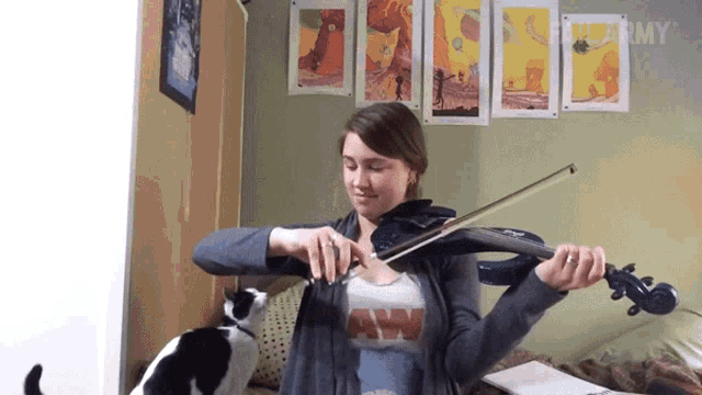 Violin Cat Disturb GIF - Violin Cat Disturb Cat GIFs