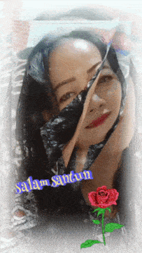 a picture of a woman with the words salam santun written on the bottom
