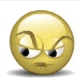 a yellow smiley face with a very angry expression on it .
