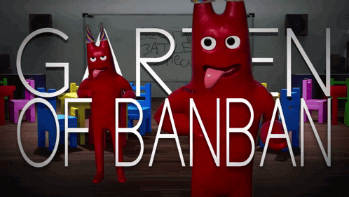 a cartoon character with a tongue sticking out and the words garden of banban below it