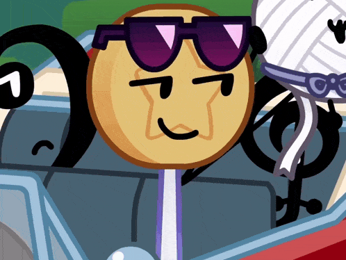 a cartoon character wearing sunglasses and a lollipop with a star on it