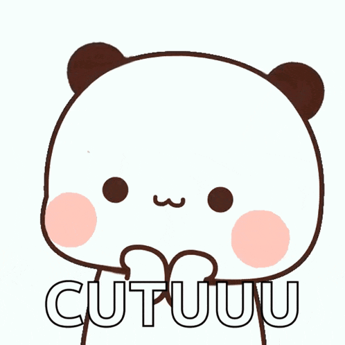 a cartoon of a panda bear with the word cutuuu written on it