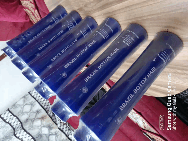 several bottles of brazil botox hair are lined up