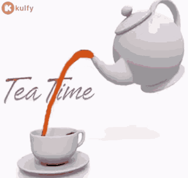 a cup of tea is being poured from a teapot into a cup .