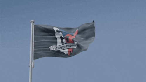 a flag that says czech republic is flying in the wind