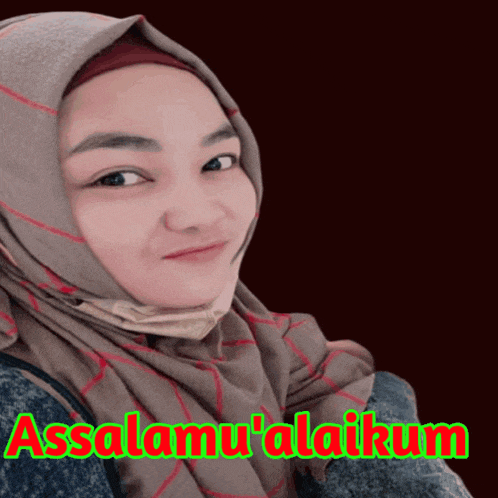 a woman wearing a hijab with the words assalamu 'alaikum written on the bottom
