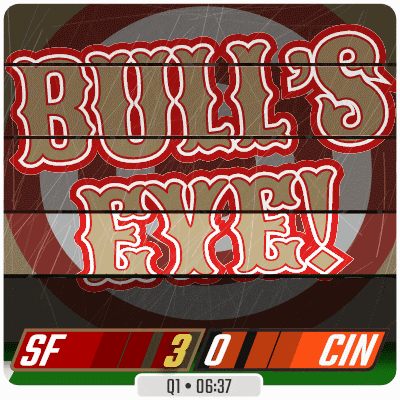 a scoreboard for a game between the san francisco 49ers and the cincinnati redskins
