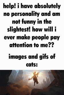 a poster with a picture of an angel and the words `` help ! i have absolutely no personality
