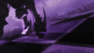 a purple background with a silhouette of a person standing on a ledge .