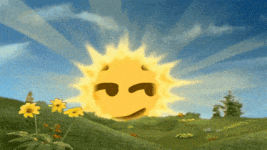 a cartoon sun with a smiley face on its face