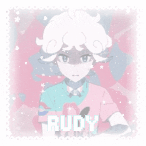a picture of a girl with the name rudy written on it
