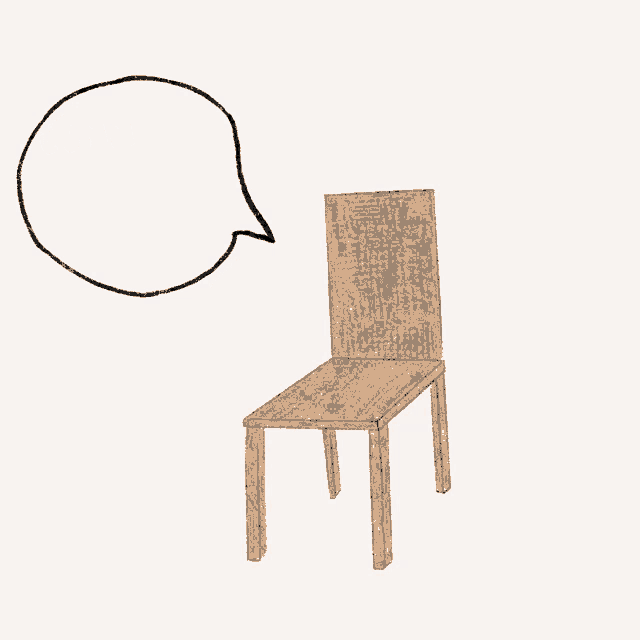 a drawing of a chair with a speech bubble that says " committee work "