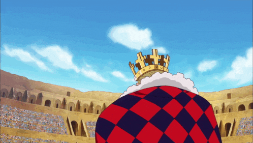 a cartoon character with a crown on his head