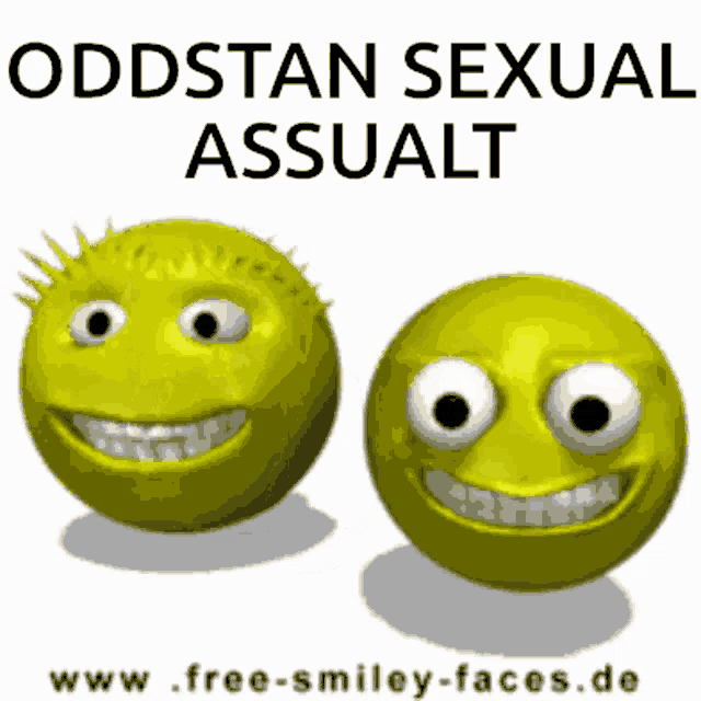 two yellow smiley faces with the words oddstan sexual assault on the bottom