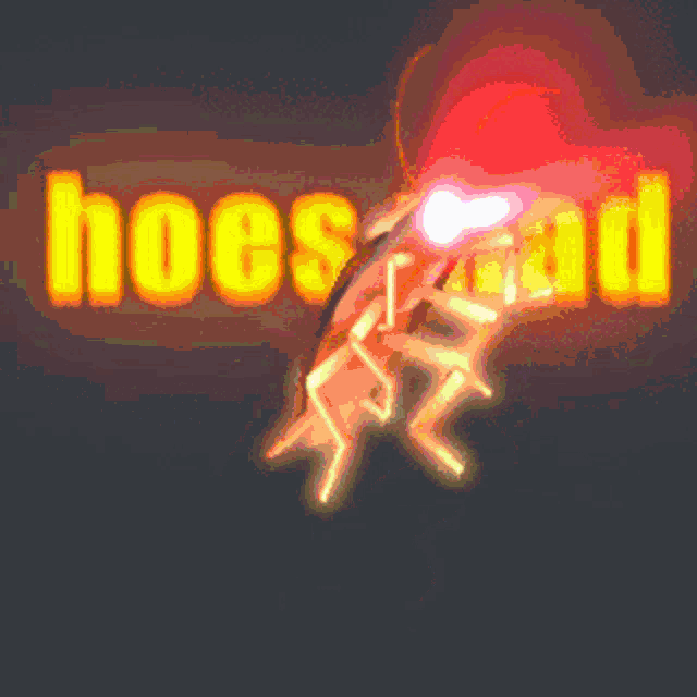 a pink bug is glowing in the dark with the words hoes mad above it