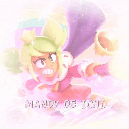 a cartoon character with the name mandy de ichi below it