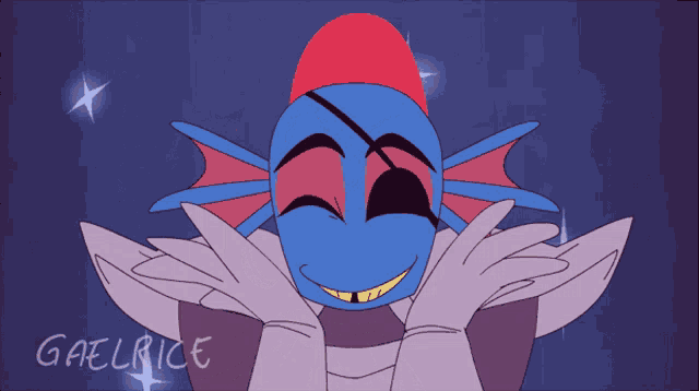 a drawing of a cartoon character with the name gaelrice on the bottom right
