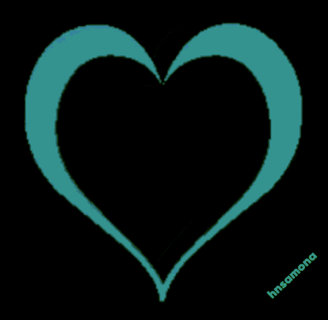 a green heart on a black background with the name hnsamone below it