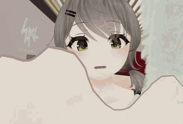 a computer generated image of a girl in front of a entertainment sign