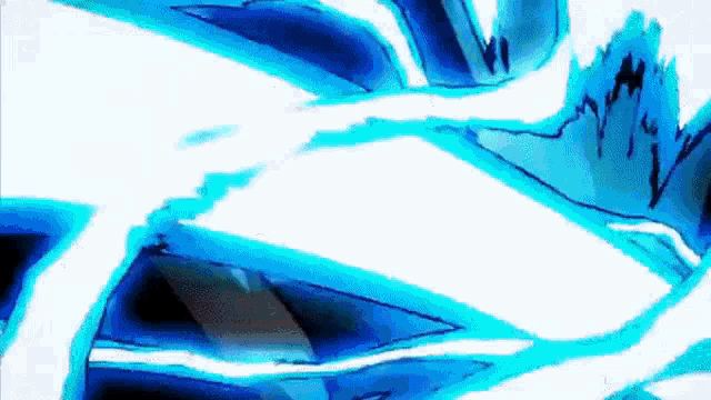 a close up of a person 's hand holding a blue lightning bolt .