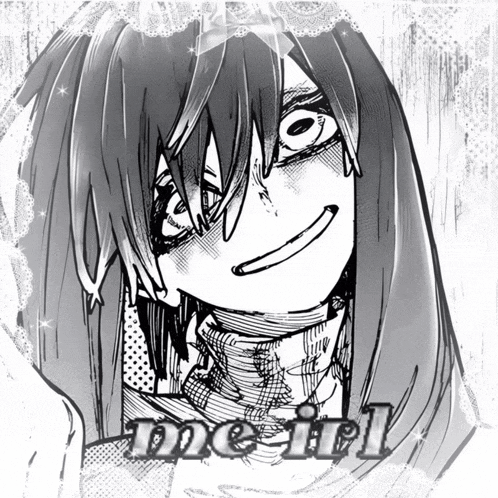 a black and white drawing of a girl with the words me girl on the bottom right