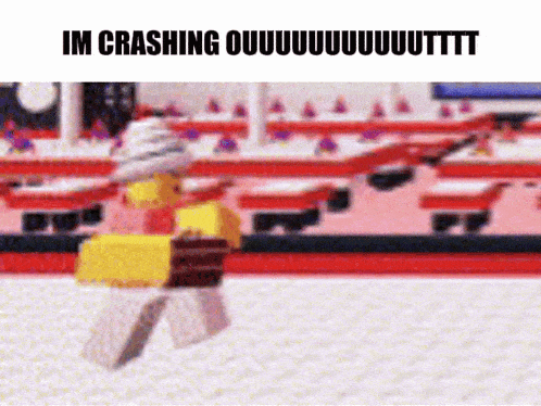 a picture of a lego figure walking with the words im crashing written on the bottom