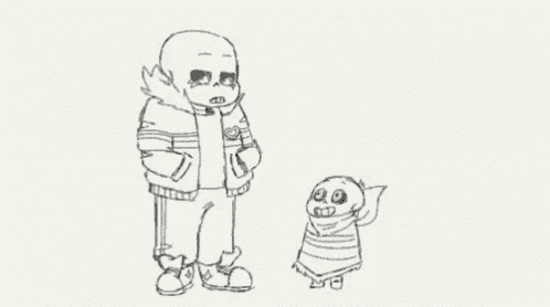 a black and white drawing of a skeleton standing next to a smaller skeleton that says absolutely .