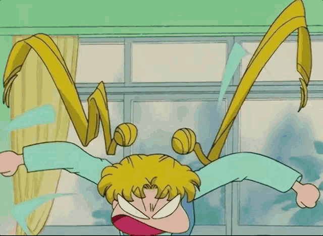 a cartoon of a girl with long hair screaming with her mouth open