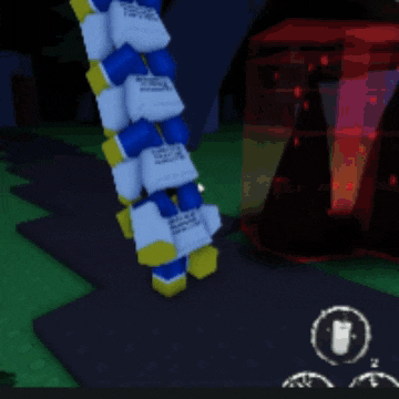a cartoon character is hanging from a rope in a video game
