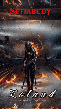 a poster of a man playing a guitar with the name roland