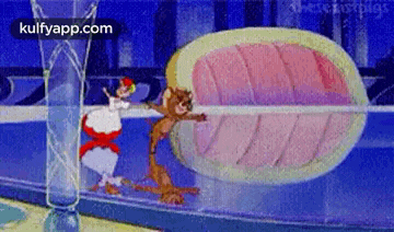 a cartoon of a mouse and a rabbit standing next to each other .