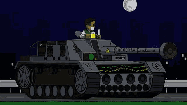 a cartoon drawing of a tank with the words disco fanz33 on the top