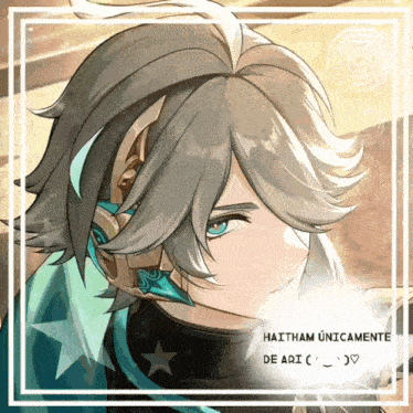 haitham únicamente de ari is written on the bottom of a picture